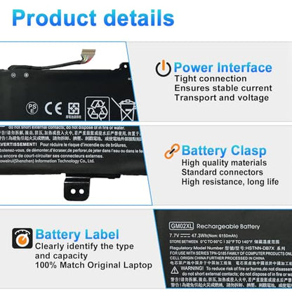 GM02XL GB02XL 917725-855 Laptop Battery Replacement for HP Chromebook 14 G5 14-CA000NA 11 G6 G7 EE X360 11 G1 Series L42583-005 HSTNN-DB7X HSTNN-UB7M L42550-541 L42583-002 7.7V 47.3Wh - size: 7.71*2.24*0.26inch GM02XL