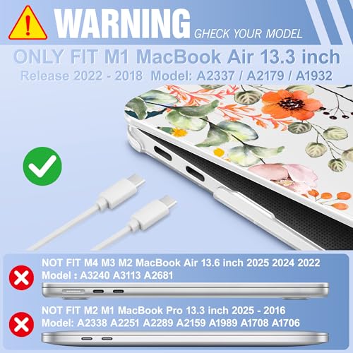 May Chen Compatible with MacBook Air 13 inch Case 2022 2021, 2020-2018 Release Model: M1 A2337 A2179 A1932, Plastic Hard Shell Case Cover for Mabook Air 13 inch with Retina Dispaly, Spring Flowers - color: Spring flowers
