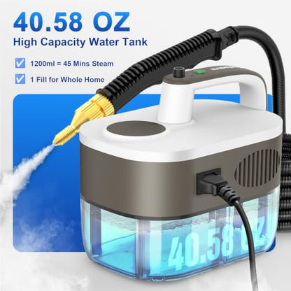 Steam Cleaner 10s Rapid Heating, Chemical-Free Handheld Steamer for Home - 1.2L Tank, 6 Adjustable Levels, Portable Steamer for Car, Grout, Tile, Kitchen