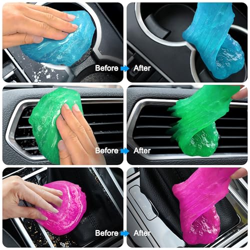 Car Cleaning Gels 4-Pack, Car Cleaning Putty Universal Auto Detailing Tools Car Interior Cleaner, Dust Cleaning Slime, Car Accessories for Car Vents & Keyboards, Clean Supplies– 320g (2.8oz/pcs) - color: Blue,Yellow,Green,Pink