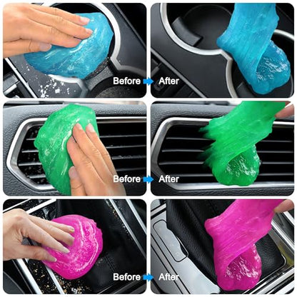 Car Cleaning Gels 4-Pack, Car Cleaning Putty Universal Auto Detailing Tools Car Interior Cleaner, Dust Cleaning Slime, Car Accessories for Car Vents & Keyboards, Clean Supplies– 320g (2.8oz/pcs) - color: Blue,Yellow,Green,Pink