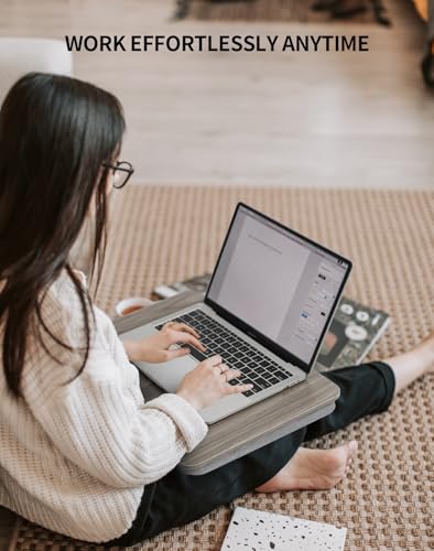 ZEAPTAC Portable Lap Laptop Desk with Pillow Cushion, Fits up to 15.6 inch Laptop, Lap Stand for Bed & Couch & Carpet, Book Tablet/Drawing Board/Computer Laptop Stand - Black Wood - color: Black Wood