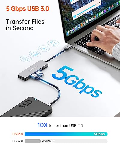 NOVOO USB C Hub 5 in 1 with HDMI 4K Adapter, 2 USB 3.0 Ports, 1 SD Memory Port, 1 microSD Card Reader - style: 5-in-1 Hub
