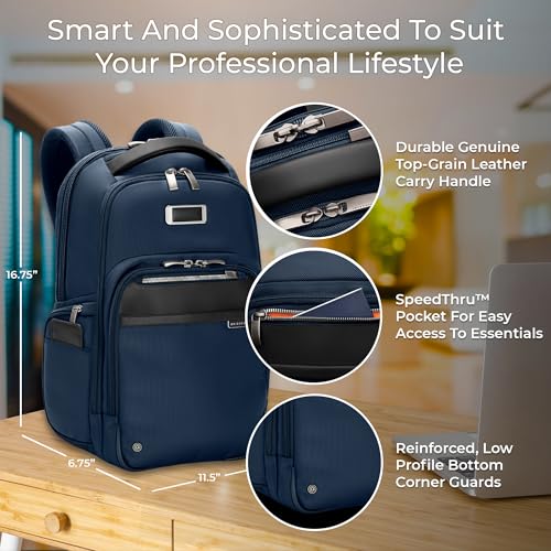 Briggs & Riley @work Medium Backpack - color: Navy, size: Medium Backpack