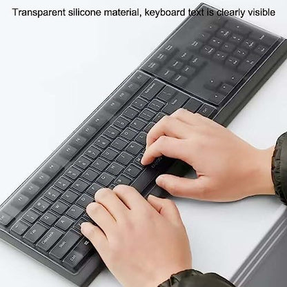Universal Clear Desktop Computer Keyboard Protection Skin Protector Cover for PC 104/107 Keys Standard Keyboard,Ultra Thin Desktop PC Silicone Waterproof Dustproof Keyboard Cover (Type-A)