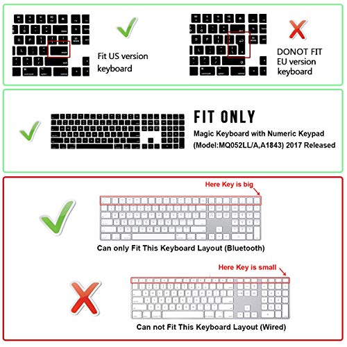 Ultra Thin Silicone Full Size Wireless Numeric Keyboard Cover Skin for Mac 2017 Magic Keyboard with Numeric Keypad MQ052LL/A A1843 US Layout,Ombre Red - color: Ombre Red