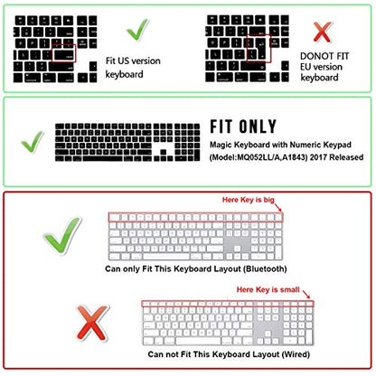 Ultra Thin Silicone Full Size Wireless Numeric Keyboard Cover Skin for Mac 2017 Magic Keyboard with Numeric Keypad MQ052LL/A A1843 US Layout,Rainbow - color: Ombre Rainbow