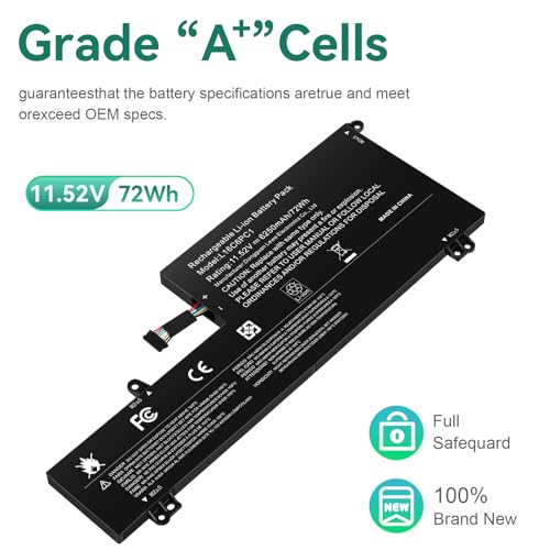 Futurebatt L16C6PC1 Laptop Battery Replacement for Lenovo Yoga 720-15Ikb Series Notebook L16M6PC1 L16L6PC1 5B10M53745 5B10M53743 5B10M53744 11.52V 72Wh 6268mAh - size: L16C6PC1 11.61 5.51 0.98in