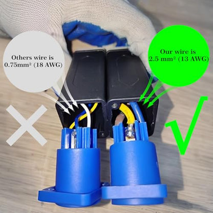 MAD OWL 2 Packs Powercon to Powercon Male and Female Powercon Connectors Extension Adapter 13 AWG, Male and Female Powercon Jack Powercon in Connector Ac Power Connectors Powercon Plug
