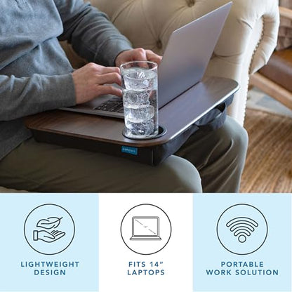 LAPGEAR Cup Holder Lap Desk – Espresso Woodgrain, Fits 14” Laptops - color: Espresso Woodgrain