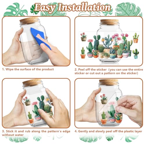 UV DTF Cup Wraps Transfer Stickers Green Plants Pattern, 10 Sheets Waterproof Custom Vinyl Transfer Sticker 16oz Coffee Glass Cup Tumbler Bottle Mug Decals for Men Women | Waterproof UV DTF Stickers, Custom Vinyl Decals for 16oz Coffee Cups Tumblers Bottl