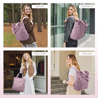 GOLF SUPAGS Convertible Laptop Backpack for Women Casual Daypack Notebook Tote Bag for Work College Travel Leisure (Pinkish Purple) - color: Pinkish Purple