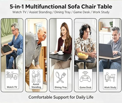 Auxiliary Standing Tray Table, 360 Degree and Height Adjustable Rotating TV and Laptop Table, Ergonomic Auxiliary Safety Standing Handle, aid Standing Independent Living - color: White, size: Armrest TV 360° Table