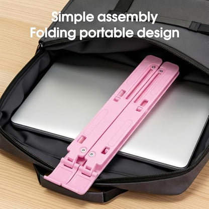 Adjustable Laptop Stand, Portable Laptop Riser for Desk, ABS+Silicone Foldable Ventilated Cooling Notebook Holder Stand for 10-15.6” Laptops, Tablets
