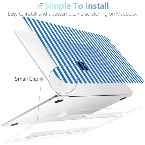 MEEgoodo Case for M5/M4/M3/M2 MacBook Air 13 inch Case 2026 2025 2024 2022, Fit Model A3449/A3240/A3113/A2681, Laptop Hard Shell Compatible with MacBook Air 13.6-inch, Blue Stripes - color: Blue Stripes