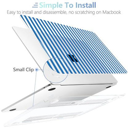 MEEgoodo Case for M5/M4/M3/M2 MacBook Air 13 inch Case 2026 2025 2024 2022, Fit Model A3449/A3240/A3113/A2681, Laptop Hard Shell Compatible with MacBook Air 13.6-inch, Blue Stripes - color: Blue Stripes