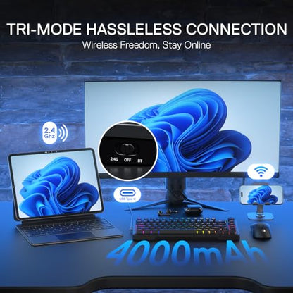 Redragon K724 PRO Wireless 81-Key Gasket Gaming Keyboard with Screen & Knob | Easy-Control LED Info Display, 0-Delay Tri-Mode, Cushioned 5-Layer Noise Dampening for Creamy Thocky Sound, Compact 80% Size - color: Black, size: 81 Keys + LCD Screen