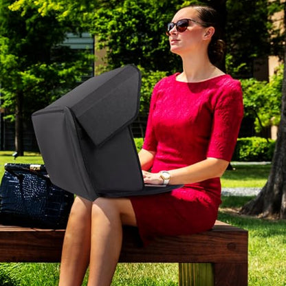 Portable Laptop Sun Shade Foldable Laptop Privacy Shield Blocks Sunlight Working Outside,Computer Anti Glare Shield Privacy Hood Case Fits 12-14in(Patent Pending) - size: 12-14 inch