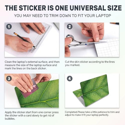 3Pcs Plants Laptop Skin Sticker Leaf Veins Universal Removable Vinyl Stickers Fits for 12.1 13 14 15.6 16 Inch Waterproof Notebook Decal Cover Gift - color: Light Green