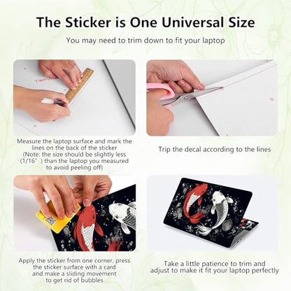 Laptop Skin Sticker Decal, Universal Reusable Vinyl Laptop Cover for 12" 13" 13.3" 14" 15" 15.4" 15.6" Notebook PC, Waterproof Scratch-Resistant with 2 Wrist Pads, Easy to Apply & Remove,Art Koi Fish - color: Art Koi Fish