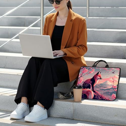 Laptop Bag,14 15 15.6 inch Laptop Case Sleeve,Computer Sleeve with Handle for Women Men,Carrying Case for MacBook,Dell,Lenovo,Notebook Computer,Pink Flower Fox - color: Pink Flower Fox