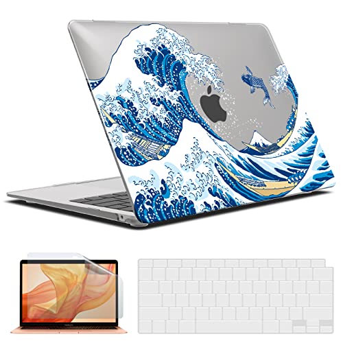 IBENZER Compatible with New MacBook Air 13 inch case 2022 2021 2020 M1 A2337 A2179 A1932, Hard Shell Case&Keyboard Cover&Screen Film for Mac Air 13 with Touch ID (2018-2022), Fuji, AT13FUJI+2 - color: FUJI