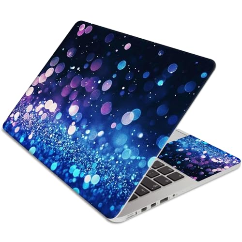 15.6 Inch Laptop Skin Sticker, Reusable Vinyl Cover Protector with 2 Wrist Pad Skins, Removable Waterproof Scratch-Resistant for 12-15.6 Inch Laptop Notebook,Glowing Blue and Purple Glitter - color: Glowing Blue And Purple Glitter