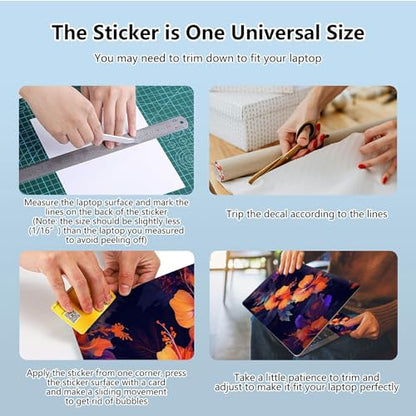 Universal Laptop Skin Sticker with 2 Wrist Pad Skins, Waterproof Scratch Resistant Vinyl Laptop Cover Decal, Cut to Fit for 11–15.6 Inch MacBook HP Dell Lenovo, Hibiscus Flower - color: Hibiscus Flower