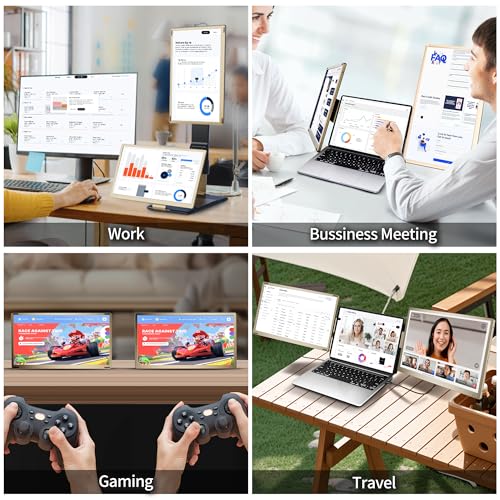 15.6" Triple Laptop Screen Extender, FHD 1080P IPS Laptop Monitor Extender, Detachable Screen Travel Monitor Laptops with Speakers, Plug&Play, Compatible with Mac/Android/Win