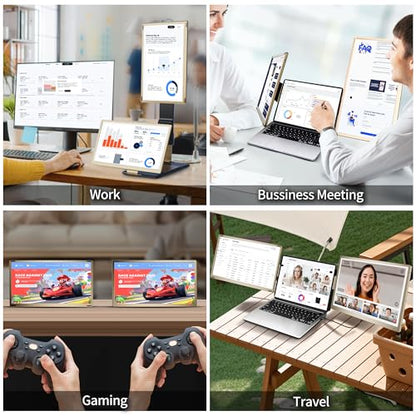 15.6" Triple Laptop Screen Extender, FHD 1080P IPS Laptop Monitor Extender, Detachable Screen Travel Monitor Laptops with Speakers, Plug&Play, Compatible with Mac/Android/Win