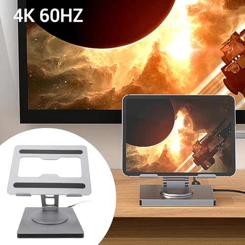 LICAEVEY Laptop Docking Station Stand, 10 in 1 USB C Hub with 100W PD Charging 4K HDMI Gigabit Ethernet Foldable Riser for Laptops Under 16 Inches