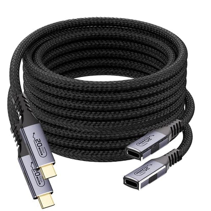 2-pack usb c extension cables 10ft,usb c female to usb c male cables,usb c to usb c extender cables usb 3.2 Extension 100W PD Fast Charging 20 Gbps Compatibility with Thunderbolt 4/3 Laptop Table,SSD - size: 10FT+10FT