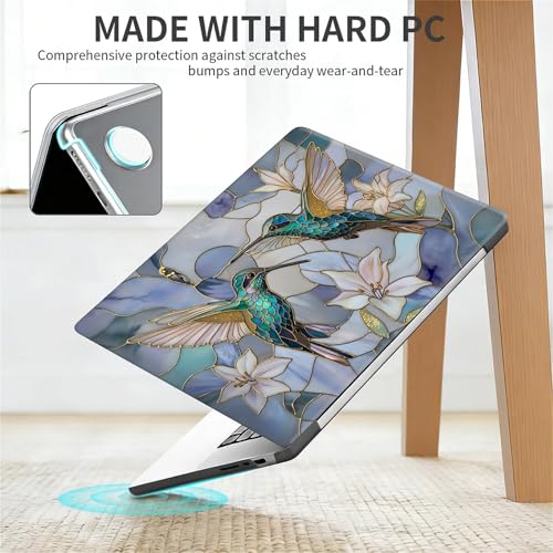 for MacBook Pro 15 Inch Release 2016/2018 Model A1707 A1990 Black Computer Case,Novelty Premium Pattern Hardshell Laptop Case Gilded Wings Stained Glass Hummingbirds Lilies - color: Gilded Wings Stained Glass Hummingbirds Lilies, size: A1707/A1990(15 inch
