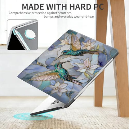 for MacBook Pro 15 Inch Release 2016/2018 Model A1707 A1990 Black Computer Case,Novelty Premium Pattern Hardshell Laptop Case Gilded Wings Stained Glass Hummingbirds Lilies - color: Gilded Wings Stained Glass Hummingbirds Lilies, size: A1707/A1990(15 inch