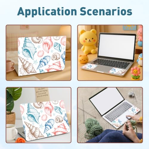 PLIGREAT 15 Inches Laptop Decal Sticker Skin Cover, Shell Line Drawing Design Laptop Sticker Decals Fits 12" to 15" Laptops Universal Waterproof Removable, Pink Blue - color: Pink Blue