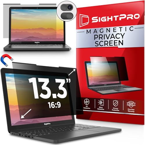 SightPro Magnetic Laptop Privacy Screen 13.3 Inch 16:9 - Patented Removable Laptop Privacy Filter Shield and Protector - size: Laptop 13.3 Inch 16:9