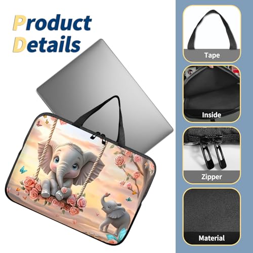 Laptop Bag 13 Inch,Resistant Shockproof Laptop Sleeve Case Protective Cover Carrying Case with Handle Compatible for HP Dell Lenovo Acer Asus Notebook Computer,Baby Elephant Swing - color: Baby Elephant Swing, size: 13-13.3 in