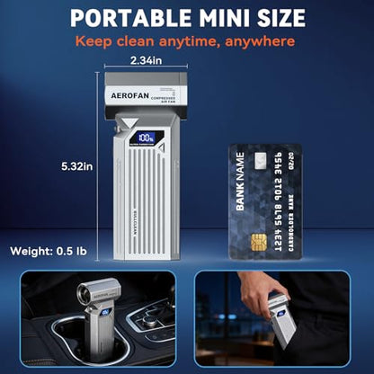 Compressed Air Duster - 160,000RPM Electronic Air Duster with LED Light, 4-Gear Adjustable Mini Turbo Fan Duster, Rechargeable Cordless Air Blower Gun for PC/Keyboard/Car/Home/Outdoor