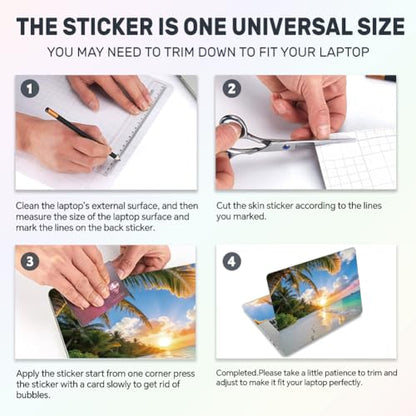 3Pcs Beach Laptop Skin Sticker Scenery Universal Removable Vinyl Stickers Fits for 12.1 13 14 15.6 16 Inch Waterproof Notebook Decal Cover Gift - color: Blue