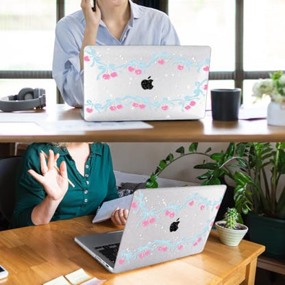 for with MacBook Pro 14 inch Case 2026-2021 M5 M4 M3 M2 M1 Pro/Max A3426 A3427 A3434 A3112 A3401 A2918 A2992 A2779 A2442, Hard Shell with Keyboard Cover+Protective Film, Cherry Bow - color: Cherry Bow