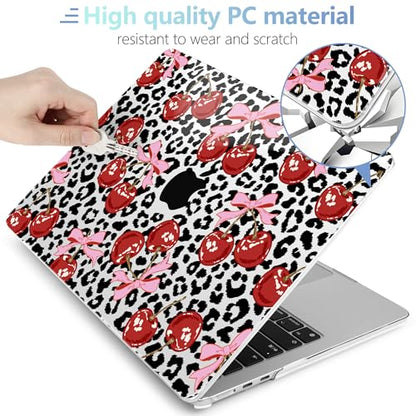 MEEgoodo Case for M5/M4/M3/M2 MacBook Air 13 inch Case 2026 2025 2024 2022, Fit Model A3449/A3240/A3113/A2681, Laptop Hard Shell Compatible with MacBook Air 13.6-inch, Leopard & Cherry - color: Leopard & Cherry