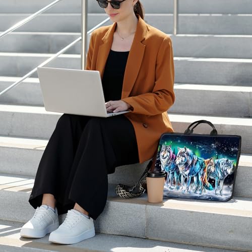 Laptop Bag,14 15 15.6 inch Laptop Case Sleeve,Computer Sleeve with Handle for Women Men,Carrying Case for MacBook,Dell,Lenovo,Notebook Computer,White Glitter Wolf - color: White Glitter Wolf