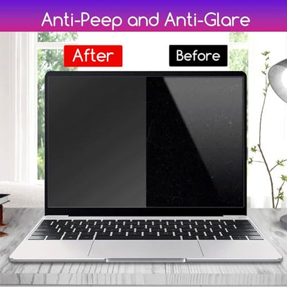 15.6" Privacy Screen Protector | 9H Tempered Glass with Anti-Blue Light & Anti-Glare | Universal Fit for HP, Dell, ASUS, Samsung, Lenovo, Acer, MSI 16:9 Laptops (Wide-Angle Privacy + Eye Comfort) - size: Privacy Glass-15.6 Inch 16:9