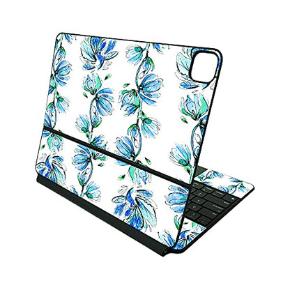 MightySkins Skin Compatible with Apple Magic Keyboard for iPad Pro 12.9" (3rd-6th Generation) - Blue Vines | Protective, Durable, and Unique Vinyl Decal wrap Cover | Easy to Apply | Made in The USA - color: Blue Vines