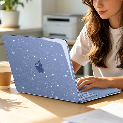 MOSISO Sparkly Glitter Case Compatible with MacBook Neo Case 13 inch 2026 | Model A3404 with A18 Pro Chip, Crack-Resistant Protective Hard Shell Case&Keyboard Cover&ScreenFilm&Pouch, Indigo - color: Indigo