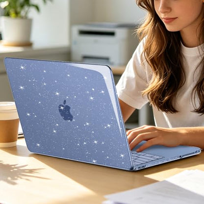 MOSISO Sparkly Glitter Case Compatible with MacBook Neo Case 13 inch 2026 | Model A3404 with A18 Pro Chip, Crack-Resistant Protective Hard Shell Case&Keyboard Cover&ScreenFilm&Pouch, Indigo - color: Indigo