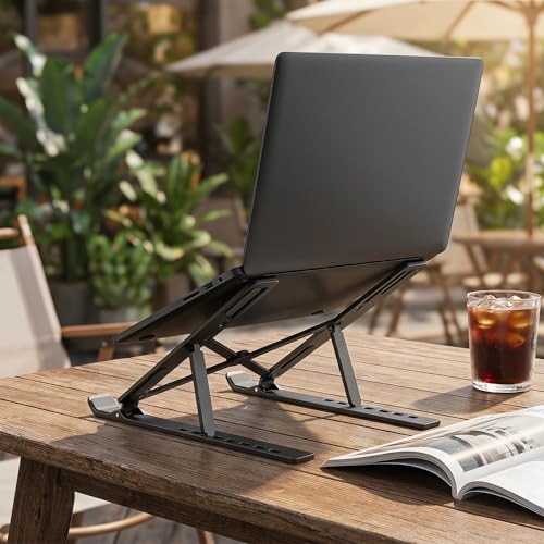 Ergonomic Laptop Stand, Plastic Laptop Riser, Portable and Adjustable Notebook Computer Holder Compatible,Black - color: Black