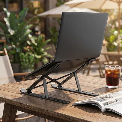 Ergonomic Laptop Stand, Plastic Laptop Riser, Portable and Adjustable Notebook Computer Holder Compatible,Black - color: Black