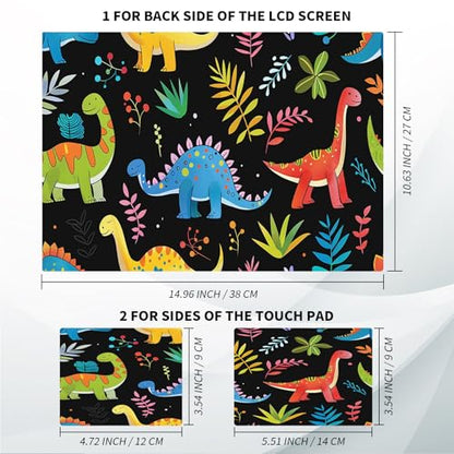 Universal Laptop Skin, DIY Cut-to-Fit Vinyl Cover Compatible with HP, Dell, Lenovo, Mac (13.3" to 15.6"), Anti-Scratch, No Residue & Bubble-Free Protective Decal Sticker, Cute Dinosaur Pattern - color: Cute Dinosaur Pattern
