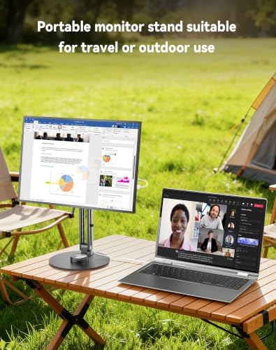 Jakeko Magnetic Portable Monitor Stand VESA Mount 75mm Travel 360° Swivel | L-Shaped Hand Wrench,13.3" 14.1" 15.6" 17.3" 18.5 Inch Screen,Thickened Base,Fully Folds Flat For Easy Storage,Solid Aluminum - size: Up to 18.5''
